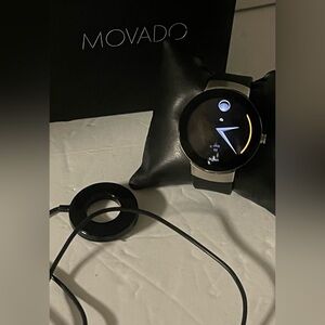 Movado 3660016 Black and Silver Watch with Charger smartwatch